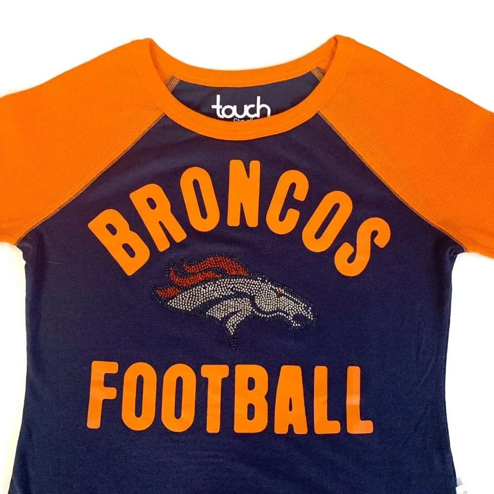 Denver Broncos Touch Women's Waffle Long Sleeve T-Shirt Navy Orange - Small - Picture 2 of 11
